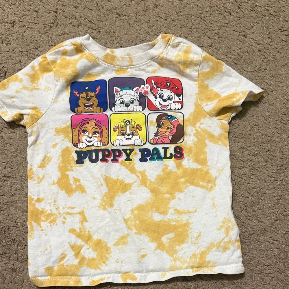 Old Navy Yellow Tie-Dye Puppy Pals Short Sleeve Tee